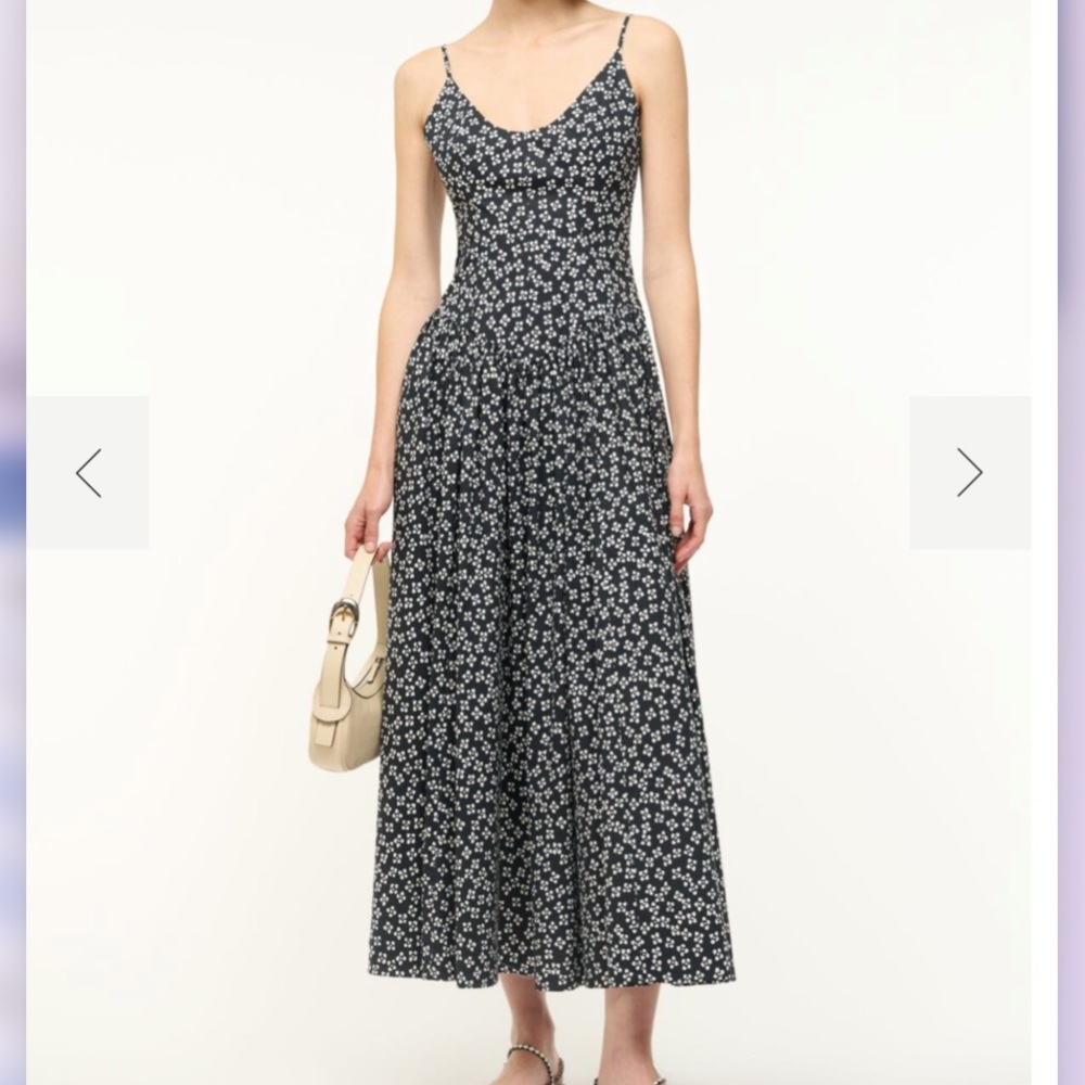 Staud DENA DRESS BLACK WOODBLOCK FLORAL